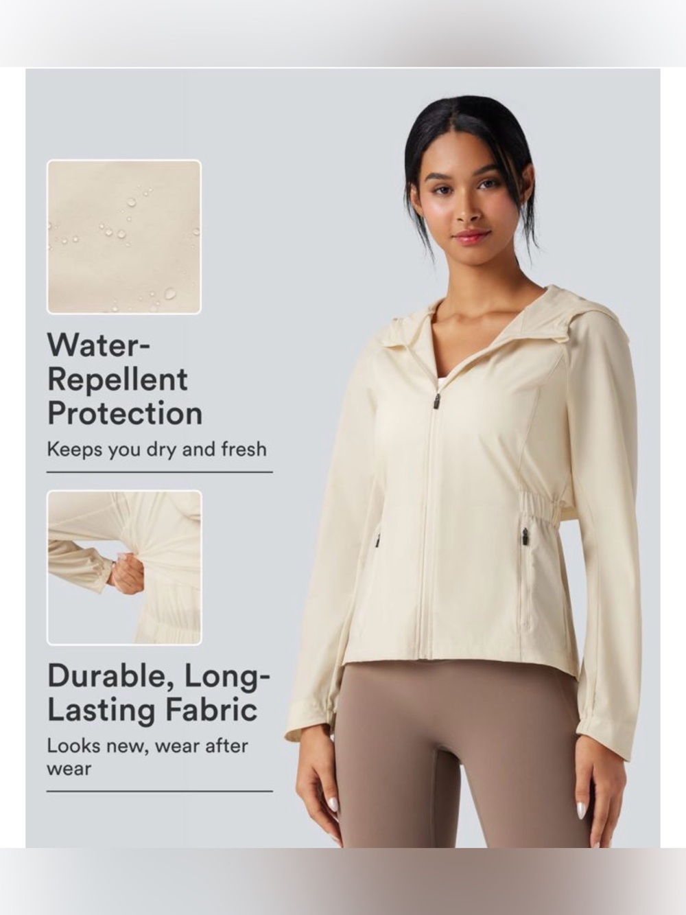 Water Repellent Abrasion-resistant Hooded Contrast Mesh Hiking Jacket w/ pockets